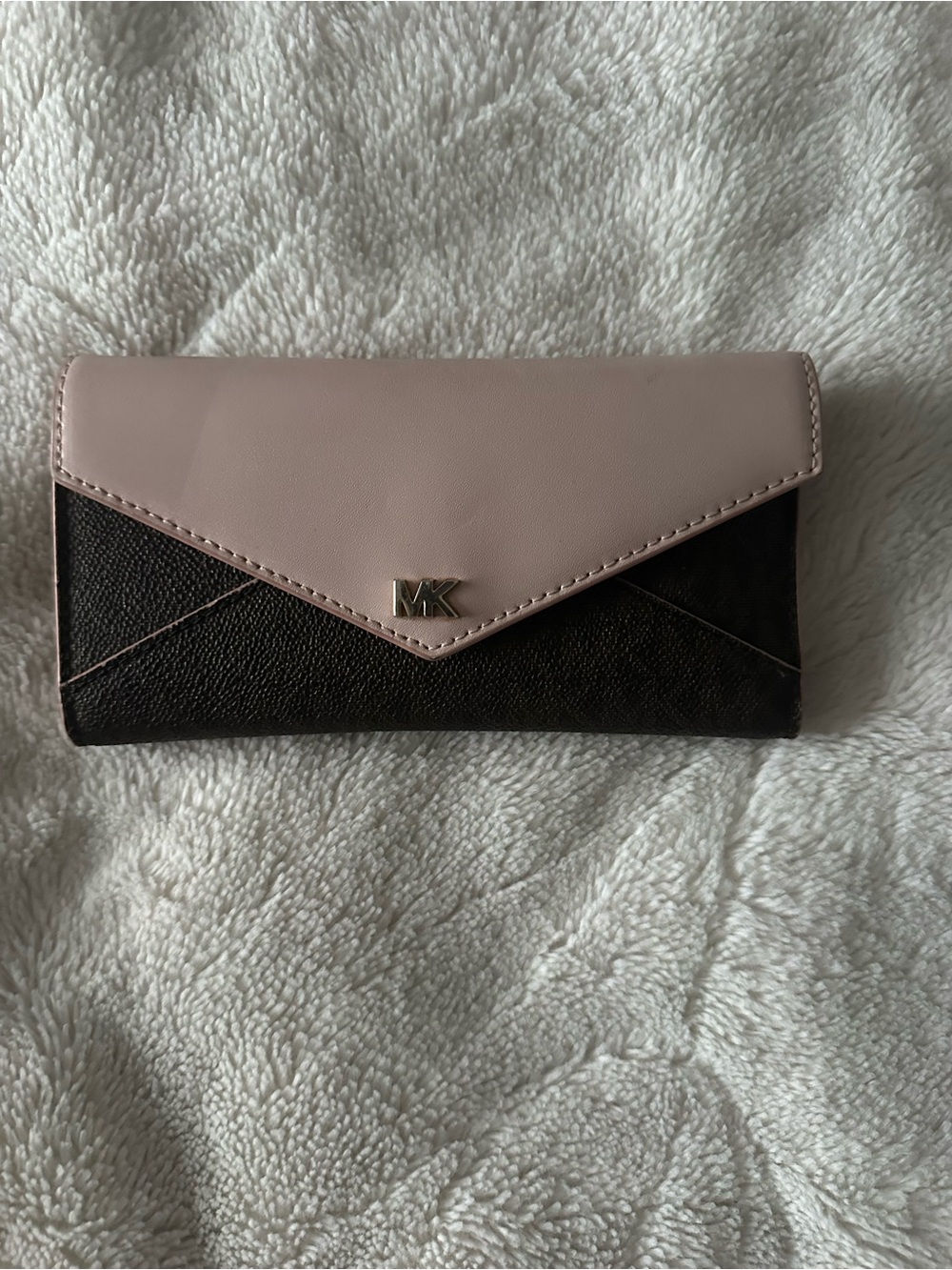 Michael Kors Blush Pink and Dark Brown Envelope Wallet